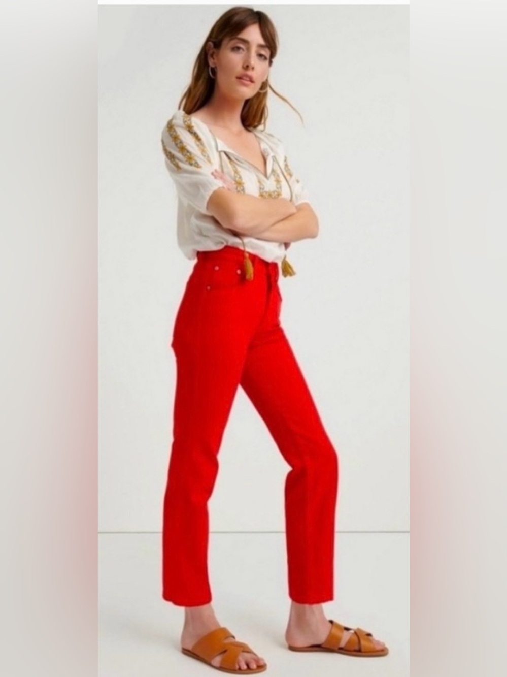 Lucky Brand Straight Crop True Red